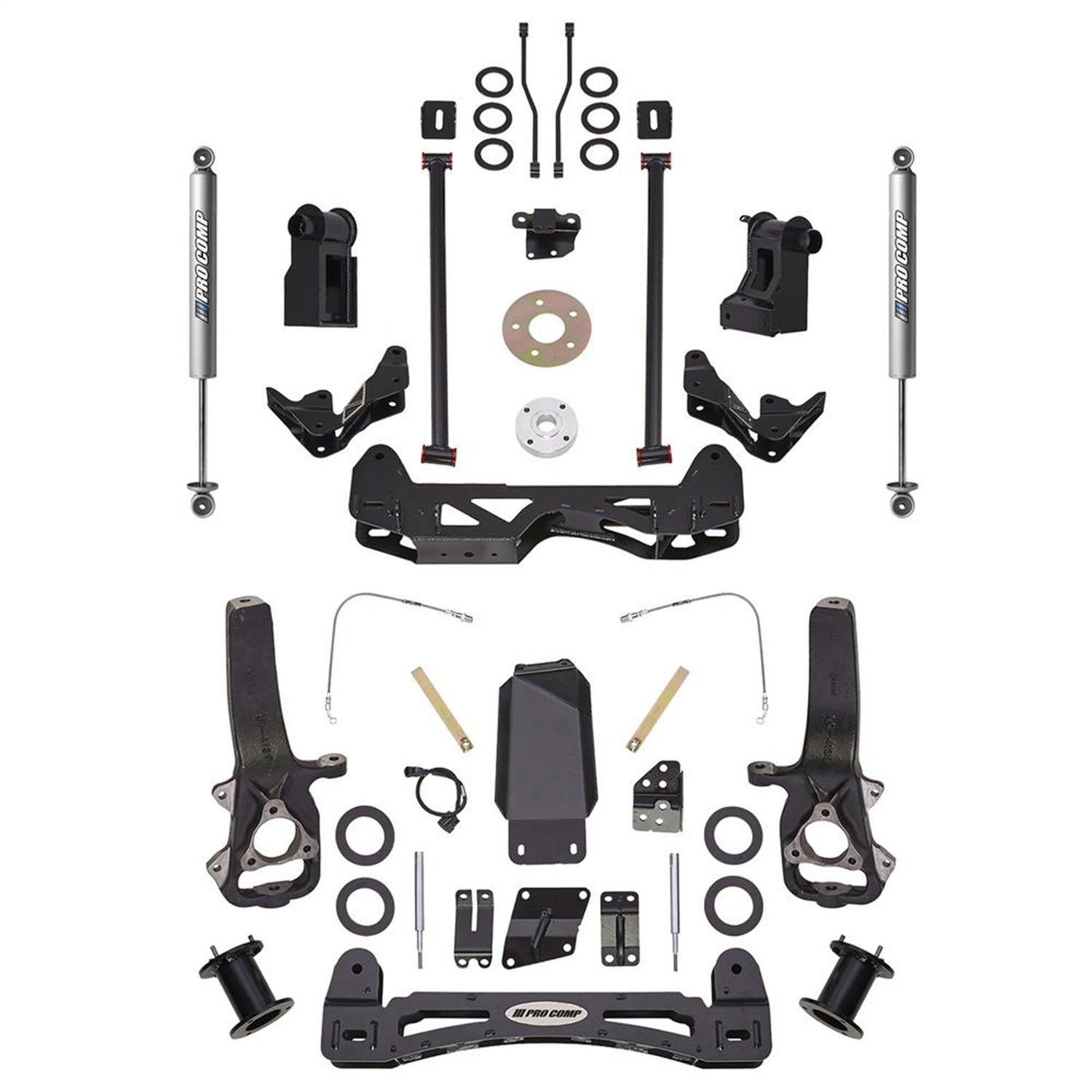 Pro Comp Suspension K2084MS Lift Kit; 6 in. Lift; Front/Rear PRO-M Shocks; Black; Driveline Spacer; Pro Comp Suspension K2084MS