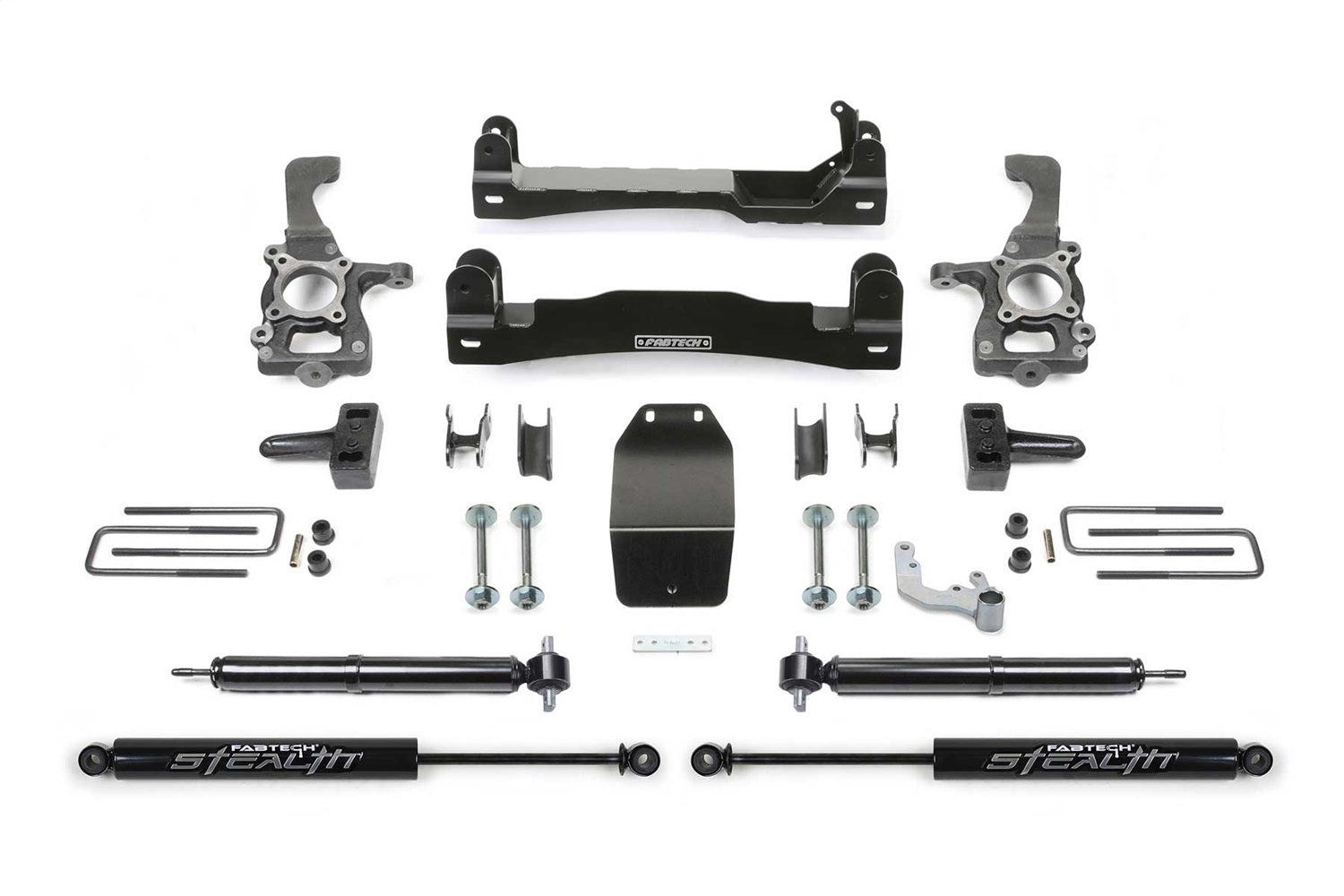 Fabtech K2193M Basic Lift System w/Shocks; 4 in. Lift; Rear Stealth Shocks; Fabtech K2193M