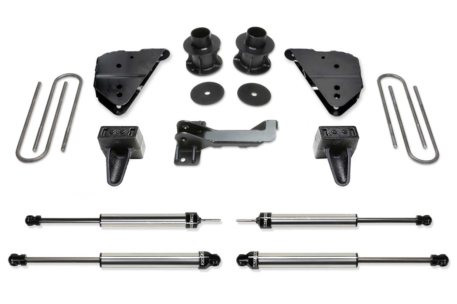 Fabtech K2404DL Budget Lift System w/Shock; 4 in. Lift; Incl. Dirt Logic Stainless Steel Shocks; Fabtech K2404DL