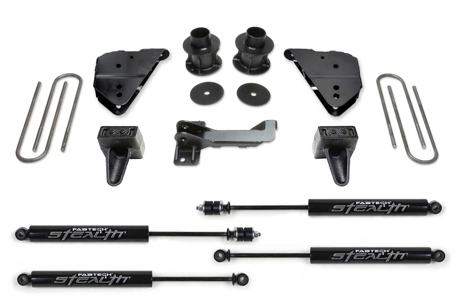 Fabtech K2404M Budget Lift System w/Shock; 4 In. Lift; Incl. Stealth Shocks; Fabtech K2404M