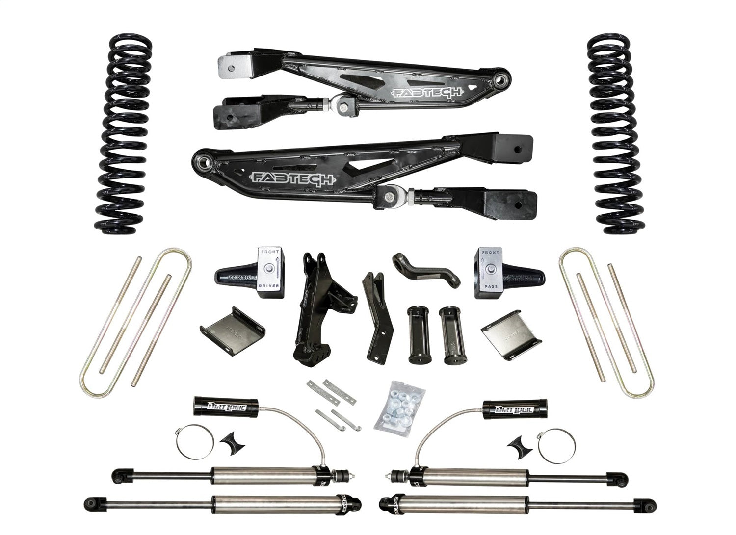 Fabtech K2434DL Radius Arm System; Adjustable; w/Dirt Logic Shocks; Fabtech K2434DL