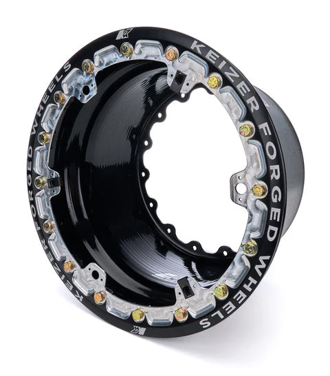 Keizer Aluminum Wheels W159FBLB Outer Wheel Half 15x9 Wide 5 Forge Beadlock BK Keizer Aluminum Wheels W159FBLB