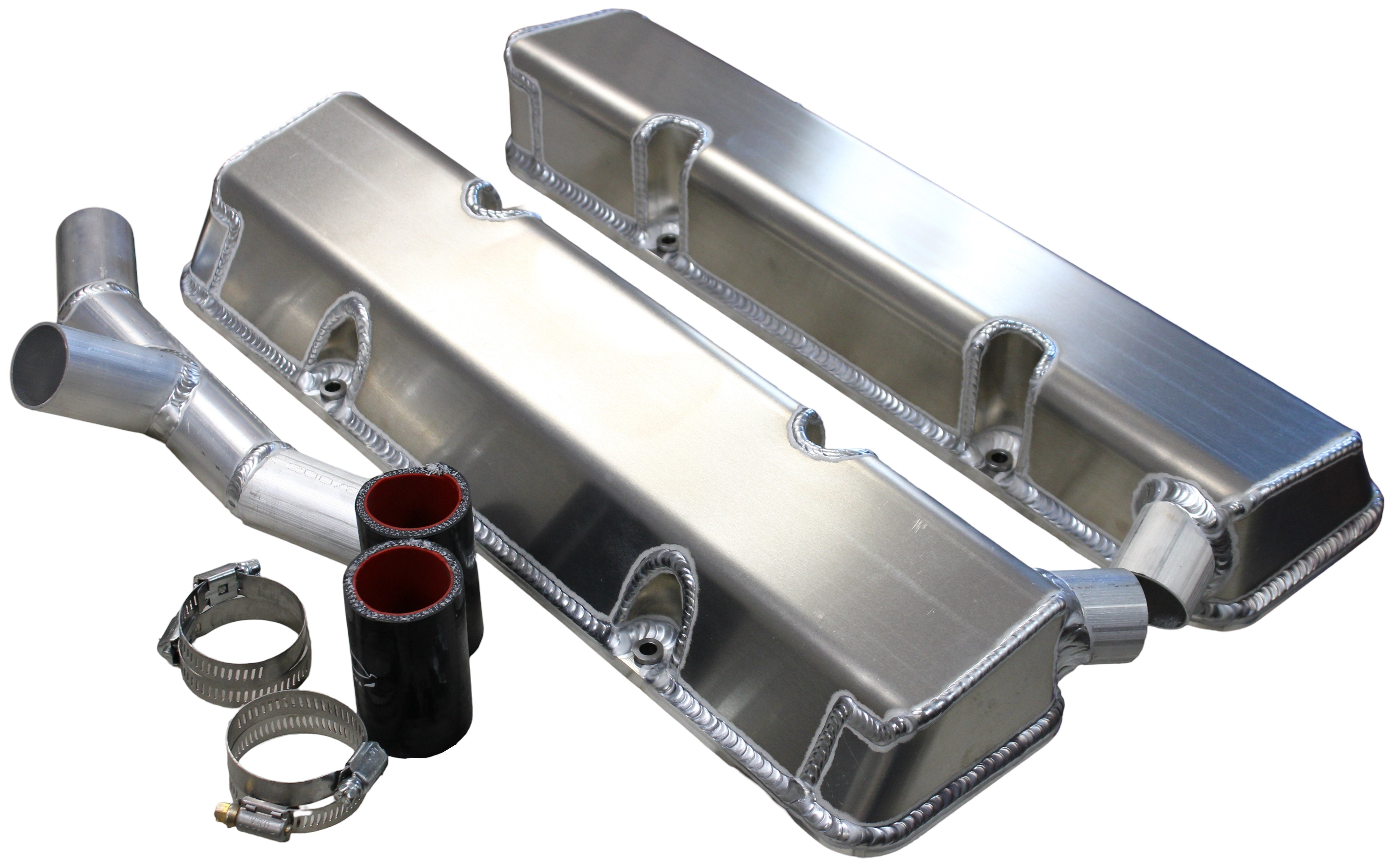 Kevko Racing Oil Pans and Components VC208-5CO1 SBC Fab Valve Cover Set Sgl Crossover Breather Kevko Racing Oil Pans and Components VC208-5CO1