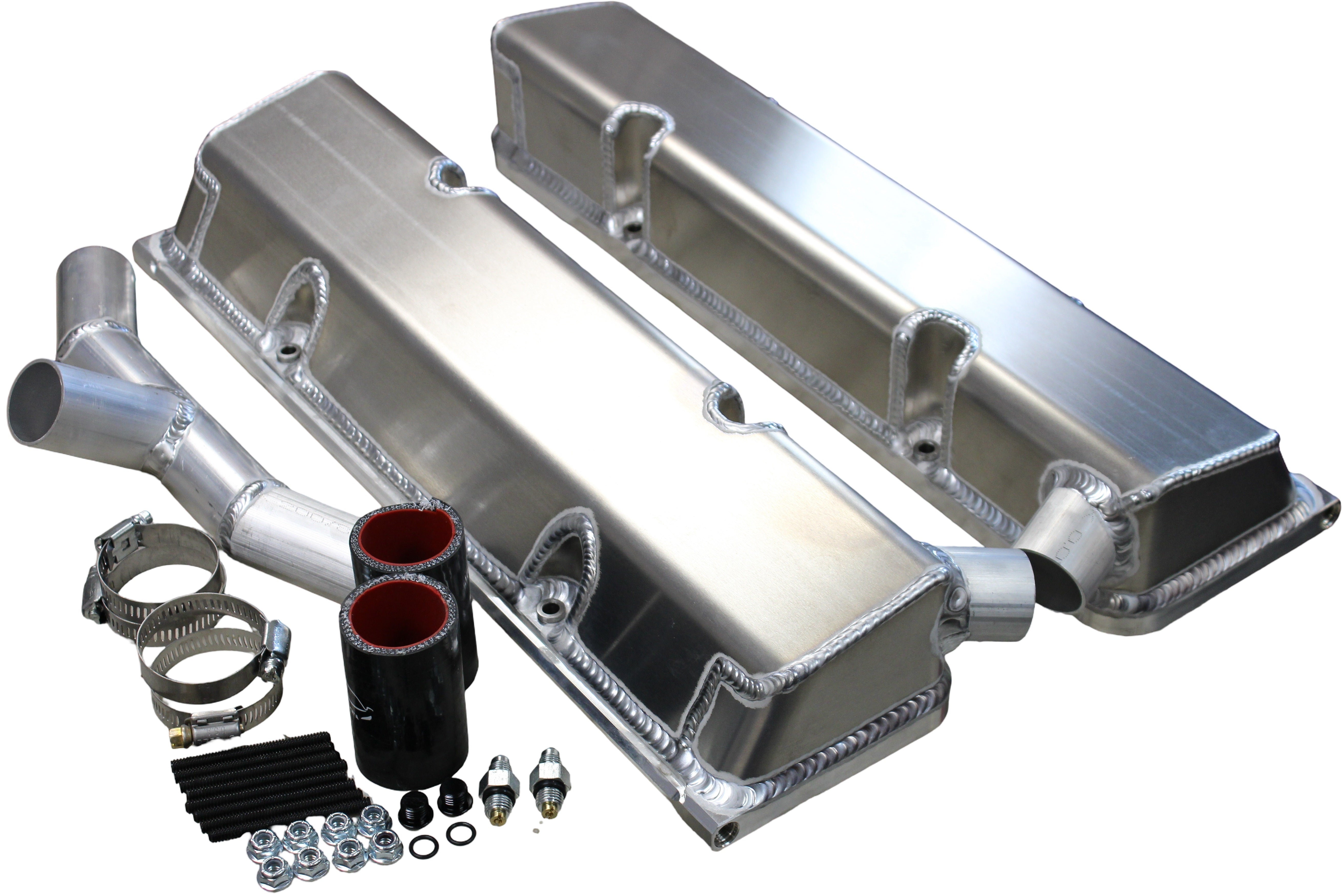 Kevko Racing Oil Pans and Components VC208WO-5CO1 SBC Fab Valve Cover Set Sgl Crossover Breathe Kevko Racing Oil Pans and Components VC208WO-5CO1