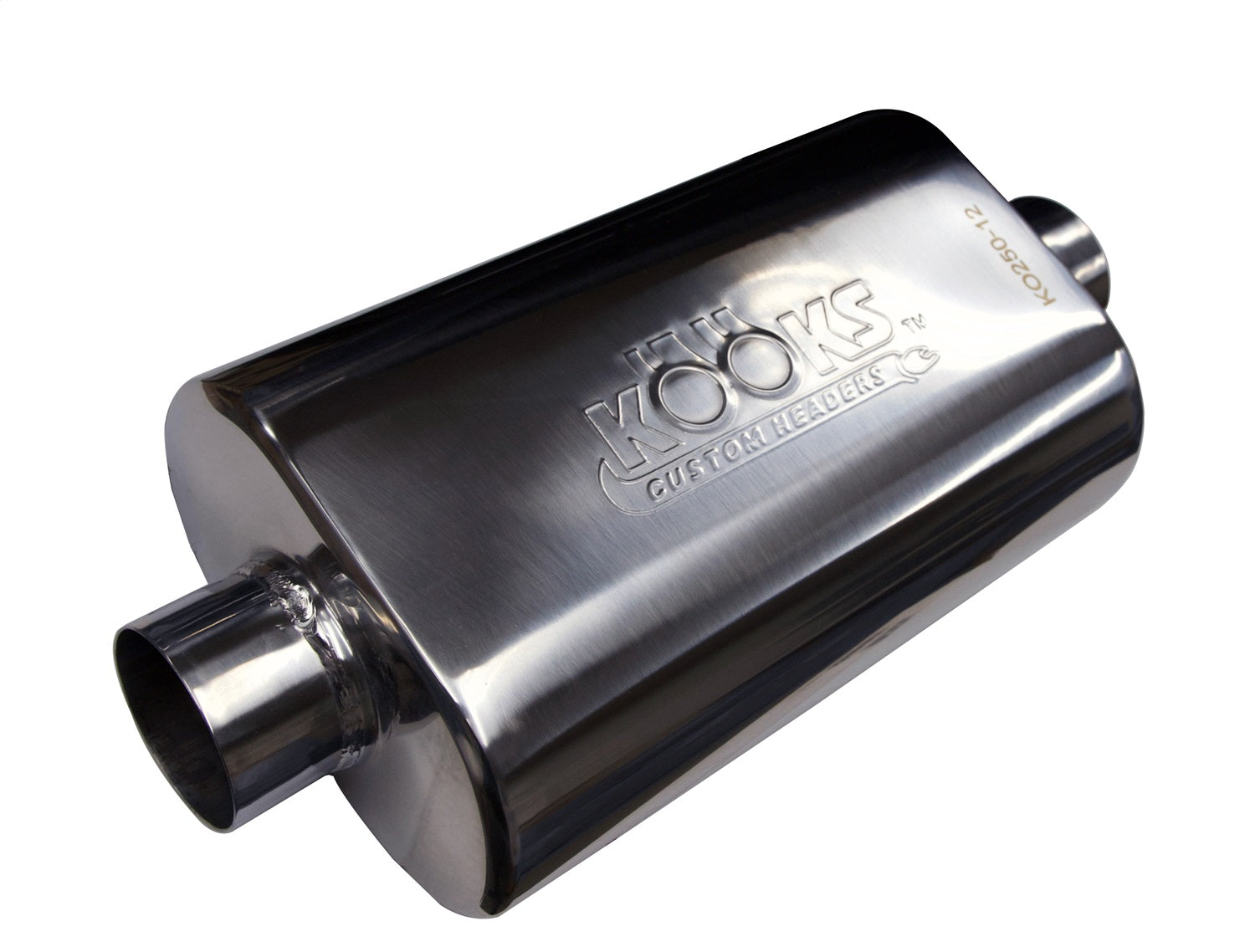 Kooks Custom Headers KO250-12 2-1/2in. Oval Center/Center Muffler 12in. Long Body . Polished Stainless Steel. Kooks Custom Headers KO250-12