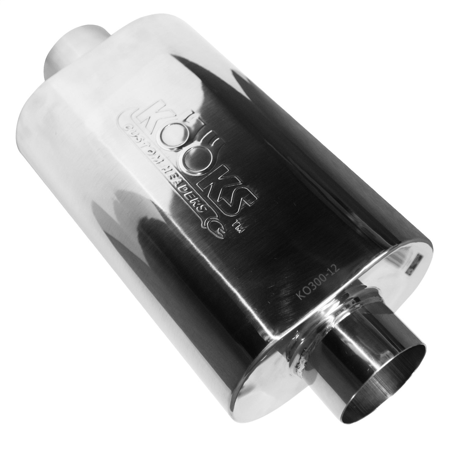 Kooks Custom Headers KO300-12 3in. Oval Center/Center Muffler 12in. Long Body . Polished Stainless Steel. Kooks Custom Headers KO300-12