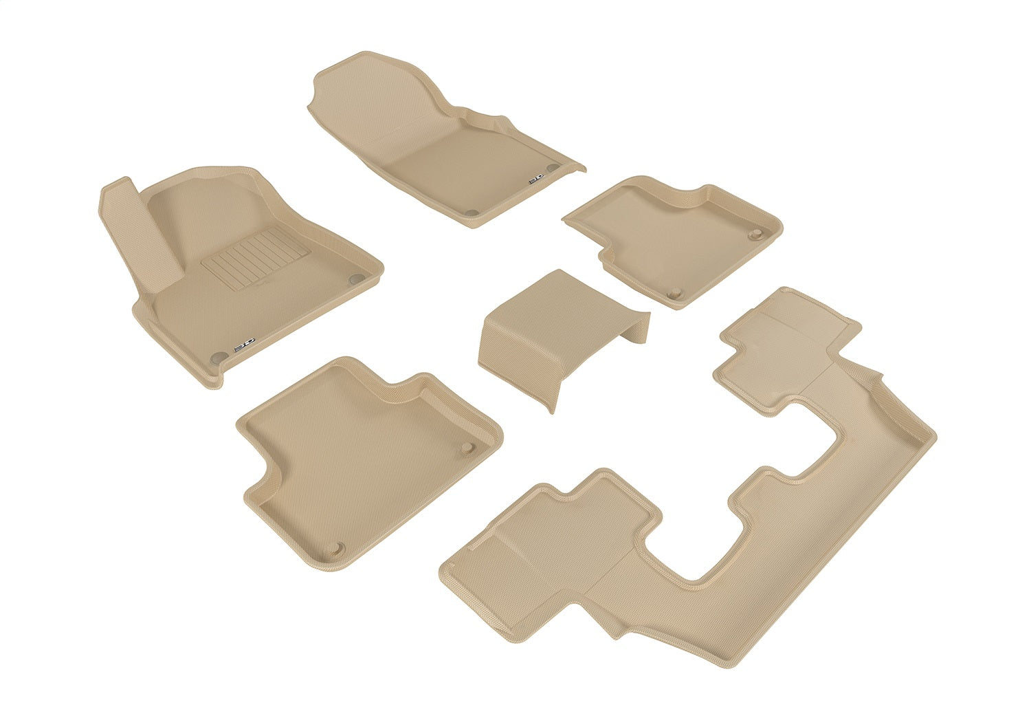 3D MAXpider L1AD04101502 KAGU Floor Mat; Tan; 6 pc.; 2 pc. Front Row; 3 pc. 2nd Row; 1 pc. Rear; 3D MAXpider L1AD04101502