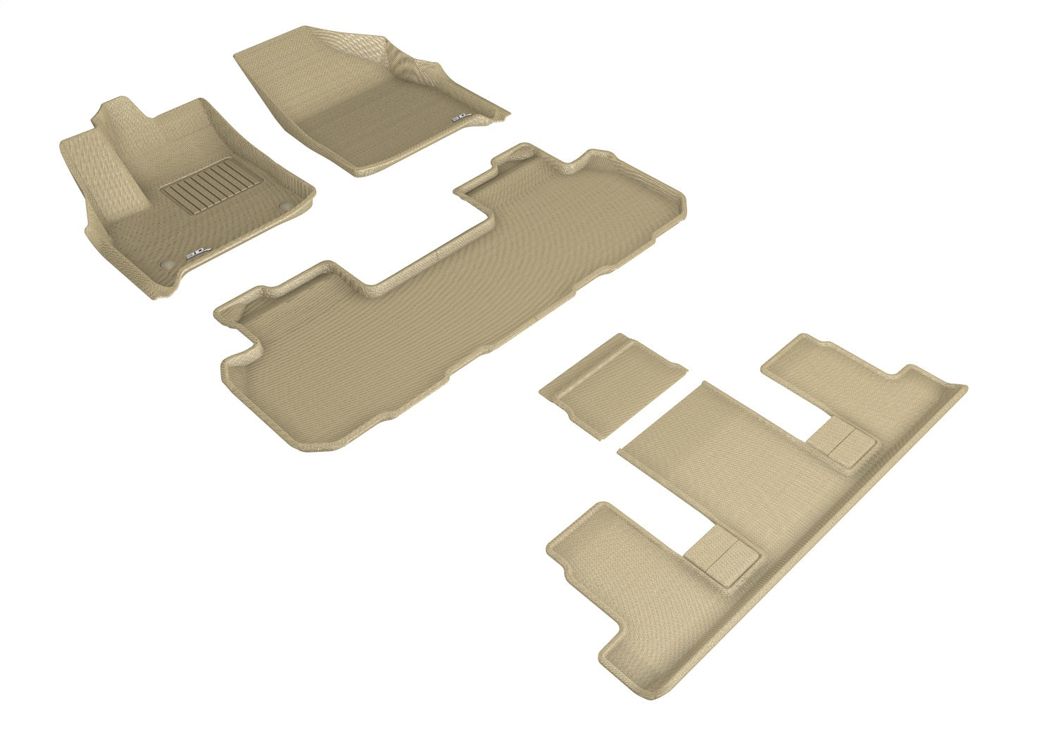 3D MAXpider L1CH08601502 KAGU Floor Mat; Tan; 5 pc.; 2 pc. Front Row; 1 pc. 2nd Row; 2 pc. 3rd Row; 3D MAXpider L1CH08601502