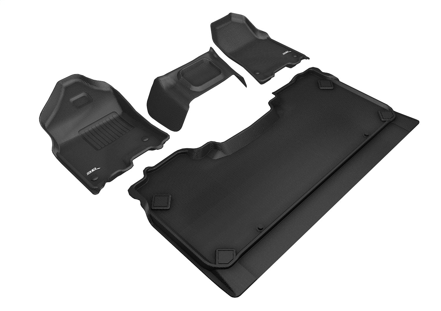 3D MAXpider L1DG02701509 KAGU Floor Mat; Black; 3 pc.; 2 pc. Front Row; 1 pc. Rear; For Bench Seat; 3D MAXpider L1DG02701509