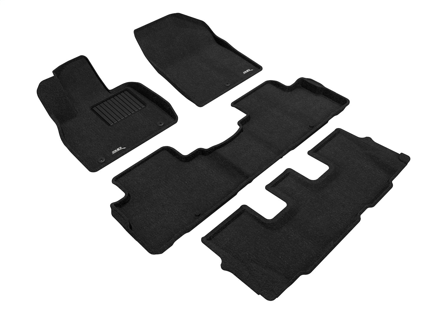 3D MAXpider L1HY10004609 KAGU Floor Mat; Black; 4 pc.; 2 pc. Front Row; 1 pc. 2nd Row; 1 pc. 3rd Row; 3D MAXpider L1HY10004609