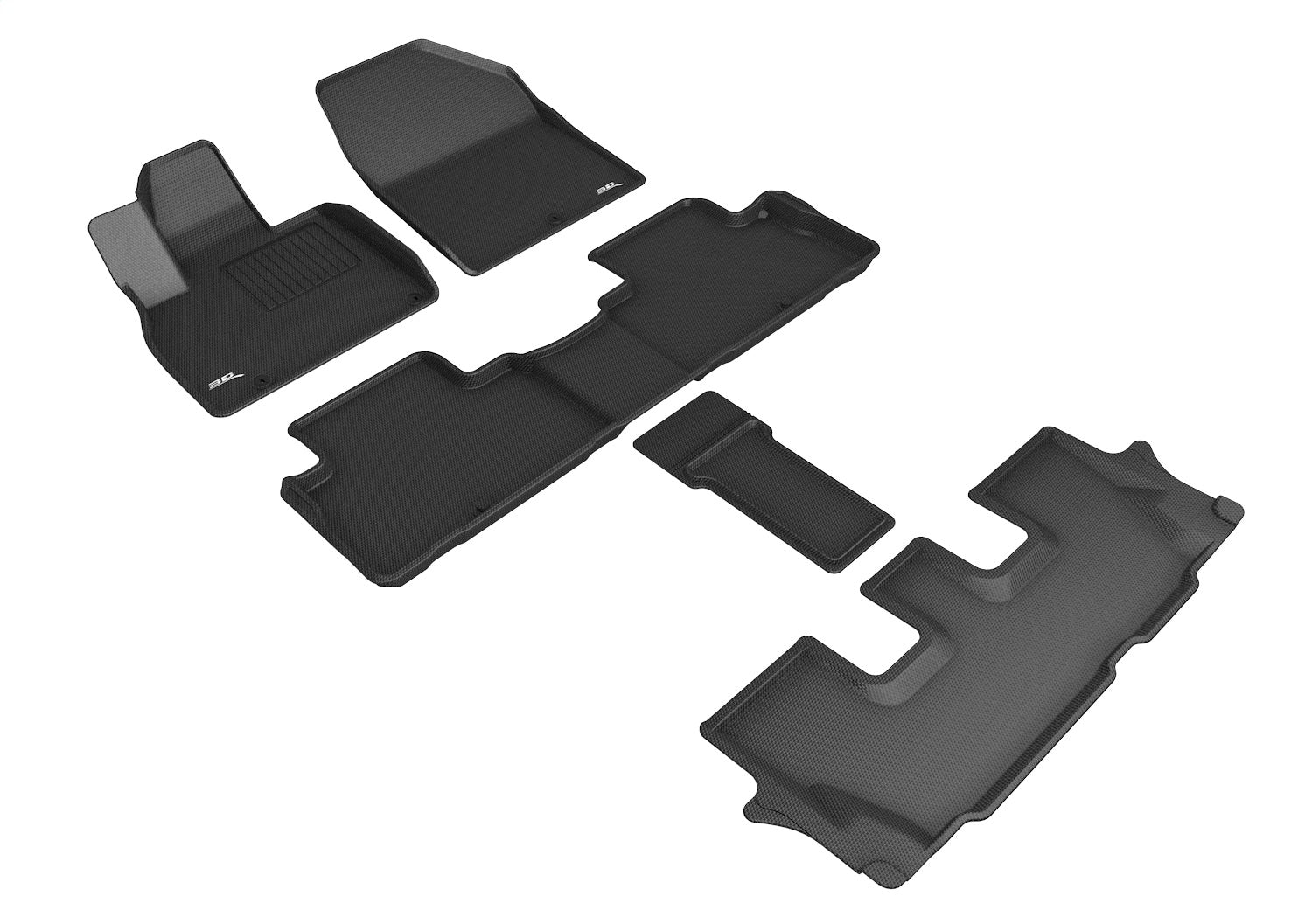 3D MAXpider L1KA05101509 KAGU Floor Mat; Black; 5 pc.; 2 pc. Front Row; 1 pc. 2nd Row; 2 pc. 3rd Row; 3D MAXpider L1KA05101509