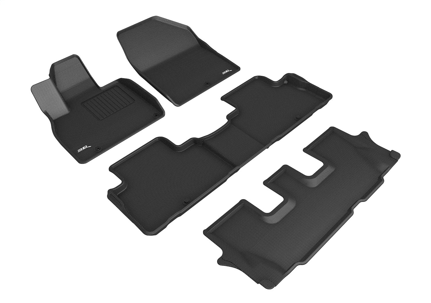 3D MAXpider L1KA05201509 KAGU Floor Mat; Black; 4 pc.; 2 pc. Front Row; 1 pc. 2nd Row; 1 pc. 3rd Row; 3D MAXpider L1KA05201509