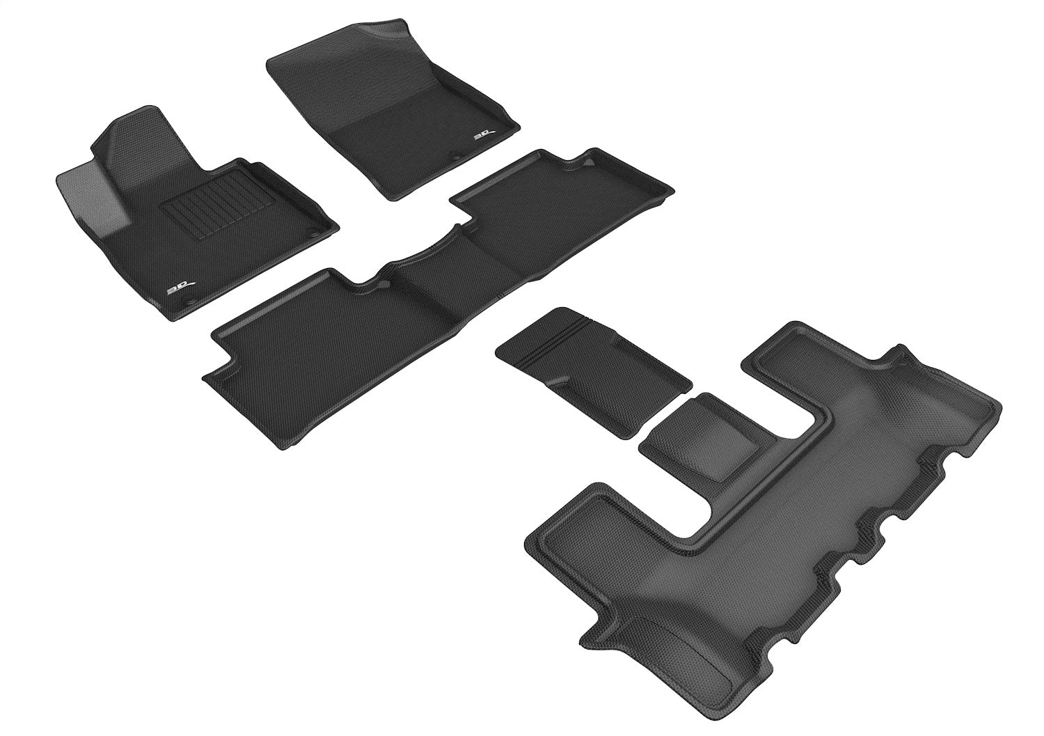 3D MAXpider L1KA05801509 KAGU Floor Mat; Black; 5 pc.; 2 pc. Front Row; 1 pc. 2nd Row; 2 pc. 3rd Row; 3D MAXpider L1KA05801509