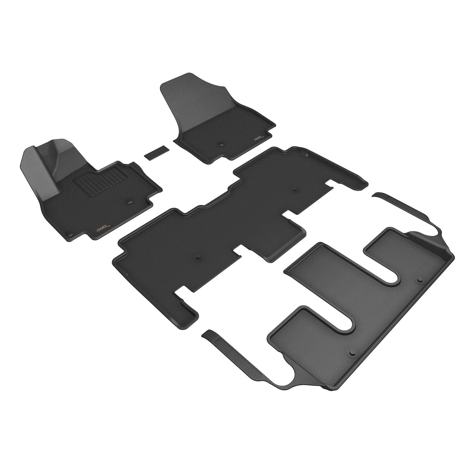 3D MAXpider L1KA08301509 KAGU Floor Mat; Black; 5 pc.; 3pc. Front Row; 1 pc. 2nd Row; 1 pc. 3rd Row; 3D MAXpider L1KA08301509