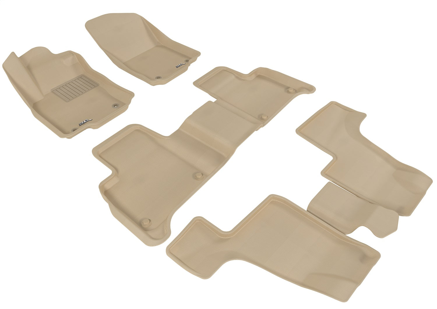 3D MAXpider L1MB03901502 KAGU Floor Mat; Tan; 5 pc.; 2 pc. Front Row; 1 pc. 2nd Row; 2 pc. 3rd Row; 3D MAXpider L1MB03901502