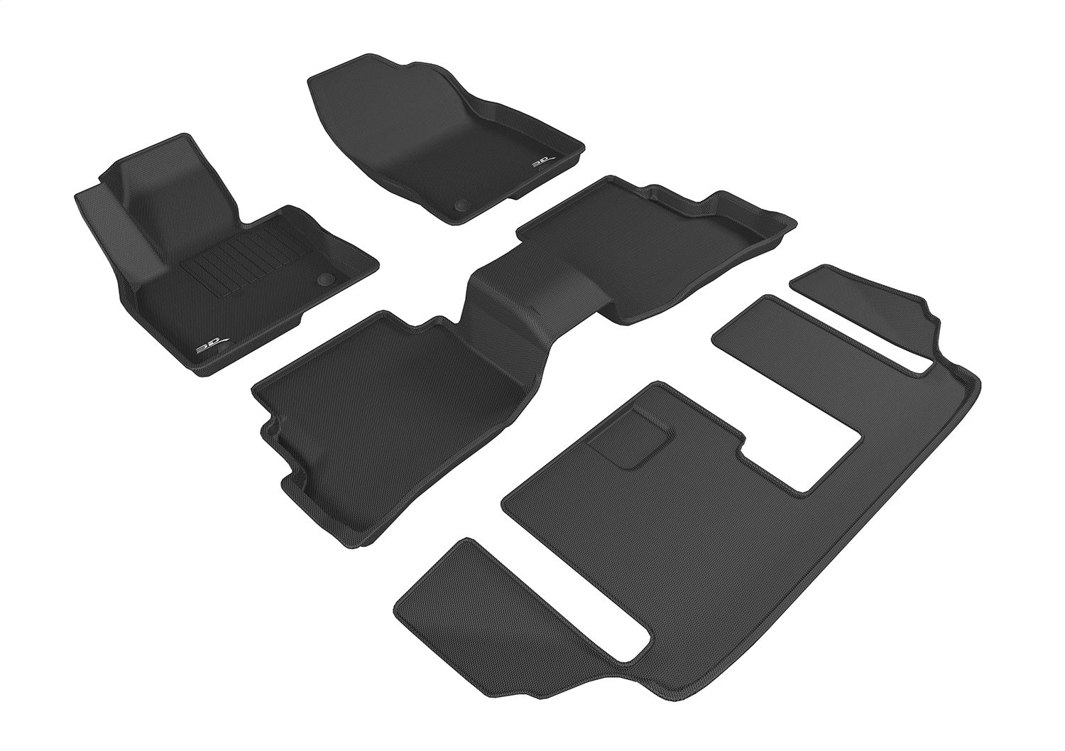 3D MAXpider L1MZ05701509 KAGU Floor Mat; Black; 4 pc.; 2 pc. Front Row; 1 pc. 2nd Row; 1 pc. 3rd Row; 3D MAXpider L1MZ05701509