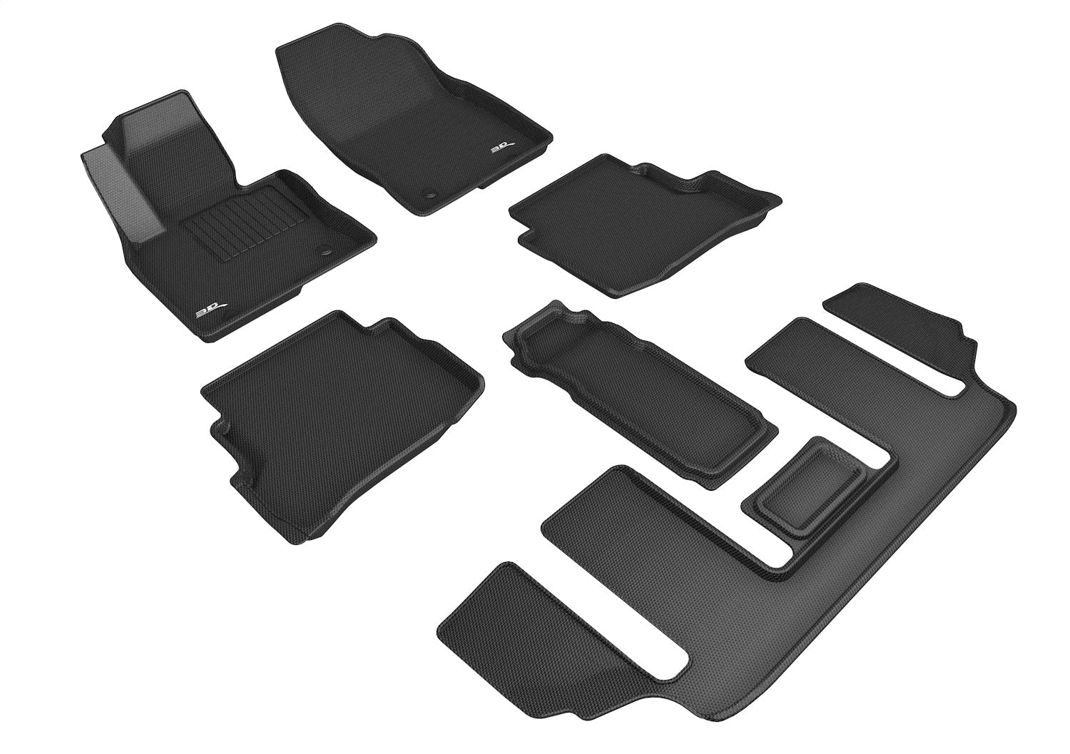 3D MAXpider L1MZ07601509 KAGU Floor Mat; Black; 6 pc.; 2 pc. Front Row; 2 pc. 2nd Row; 3 pc. 3rd Row; 3D MAXpider L1MZ07601509