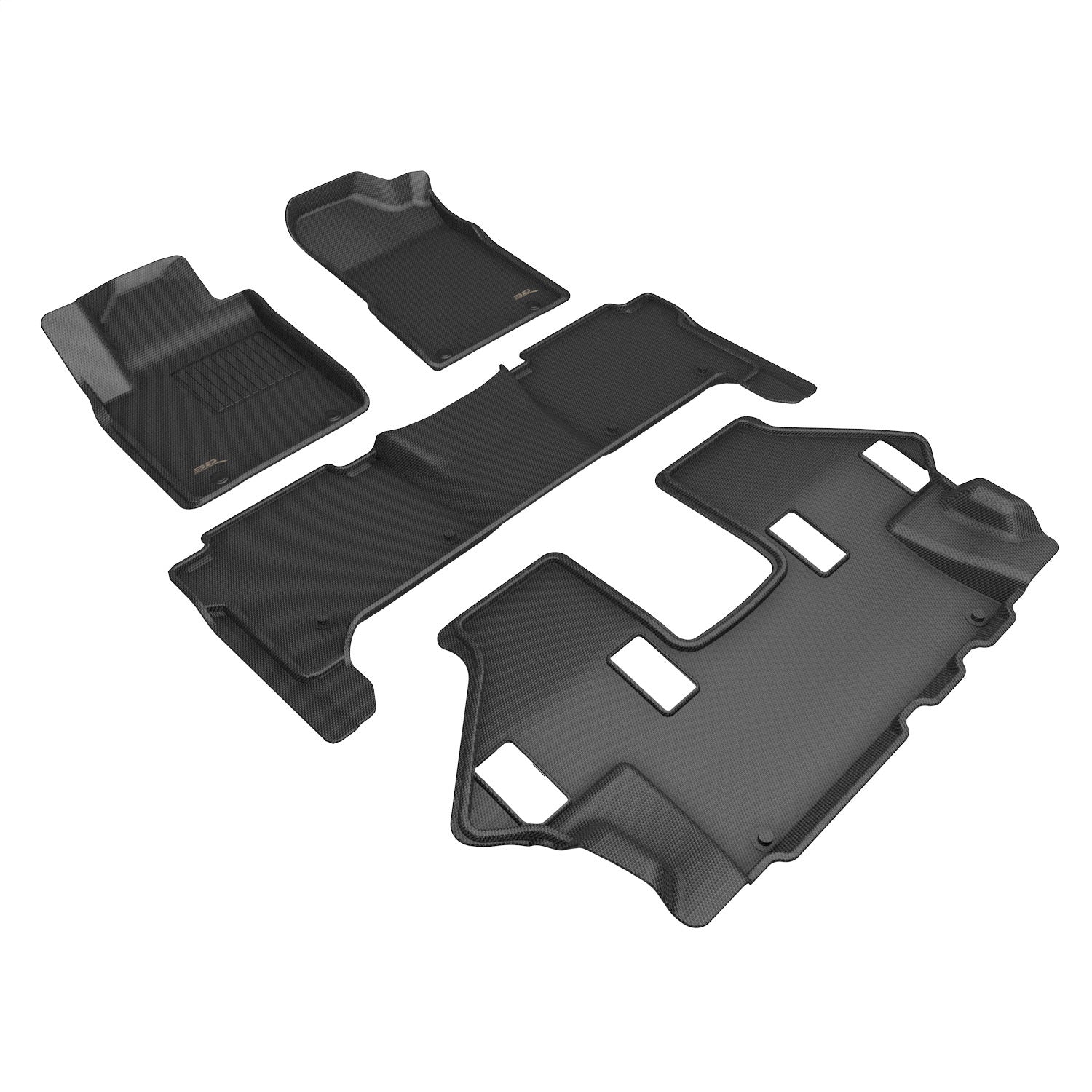 3D MAXpider L1NS14601509 KAGU Floor Mat; Black; 4 pc.; 2pc. Front Row; 1 pc. 2nd Row; 1 pc. 3rd Row; 3D MAXpider L1NS14601509