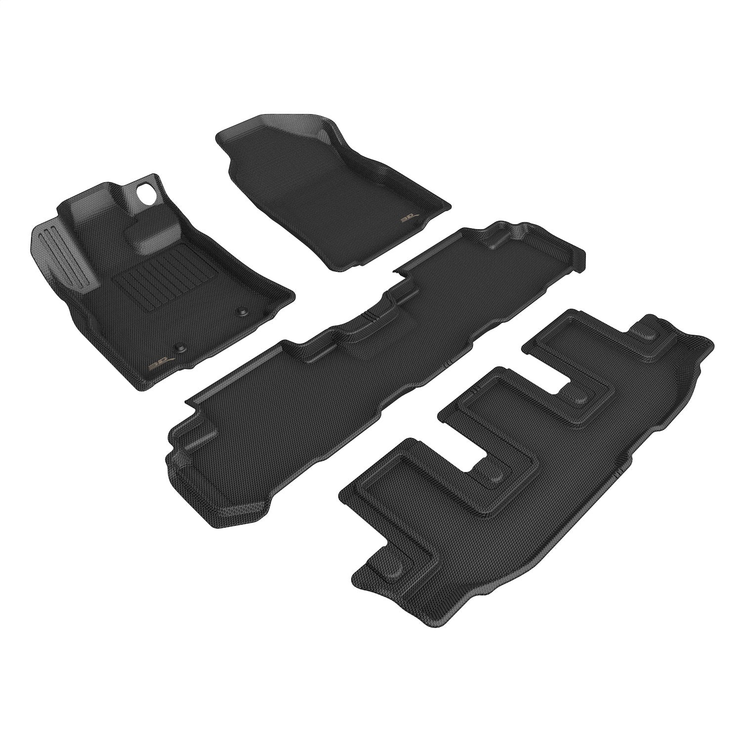 3D MAXpider L1SB03901509 KAGU Floor Mat; Black; 4 pc.; 2pc. Front Row; 1 pc. 2nd Row; 1 pc. 3rd Row; 3D MAXpider L1SB03901509