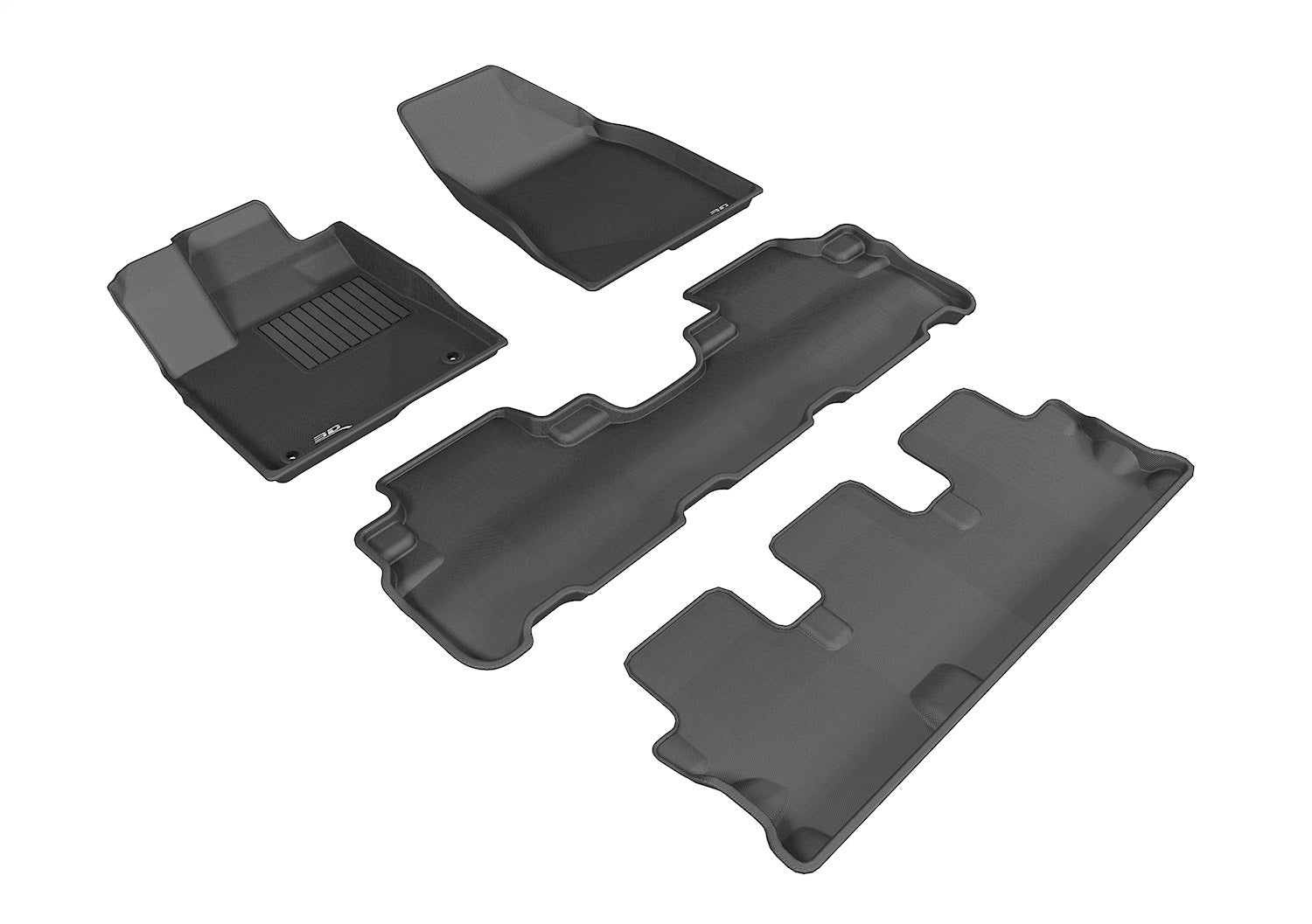 3D MAXpider L1TY16301509 KAGU Floor Mat; Black; 4 pc.; 2 pc. Front Row; 1 pc. 2nd Row; 1 pc. 3rd Row; 3D MAXpider L1TY16301509