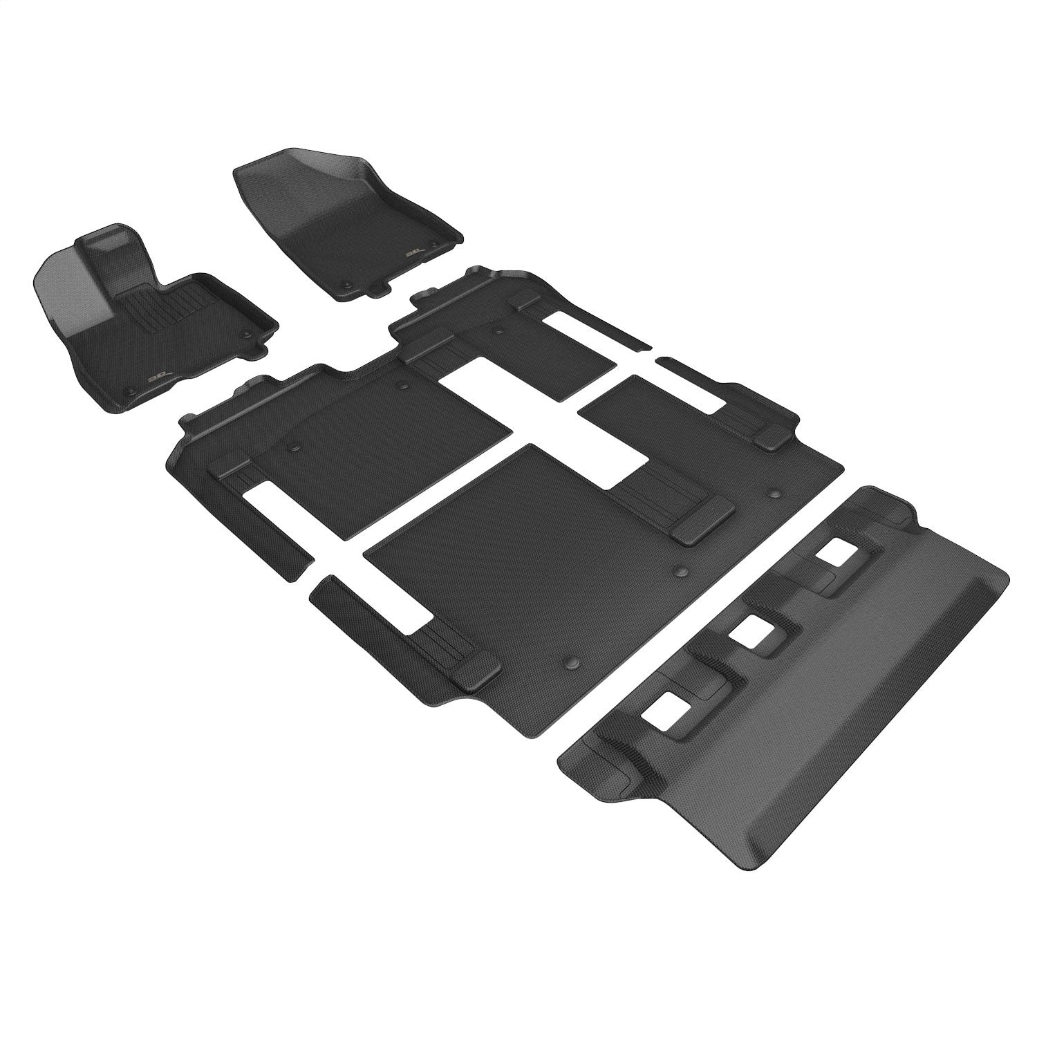 3D MAXpider L1TY27201509 KAGU Floor Mat; Black; 5 pc.; 2 pc. Front Row; 1 pc. 2nd Row; 2 pc. 3rd Row; 3D MAXpider L1TY27201509