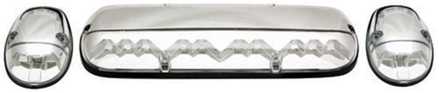Cab Roof Lights; LED; Chrome Base; Crystal Clear; 3 pc.; IPCW LEDR-302