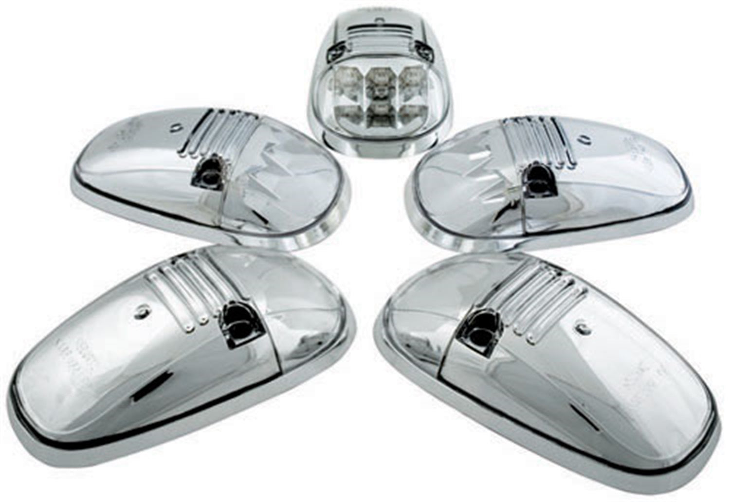 Cab Roof Lights; LED; Chrome Base; Crystal Clear; 5 pc.; IPCW LEDR-402
