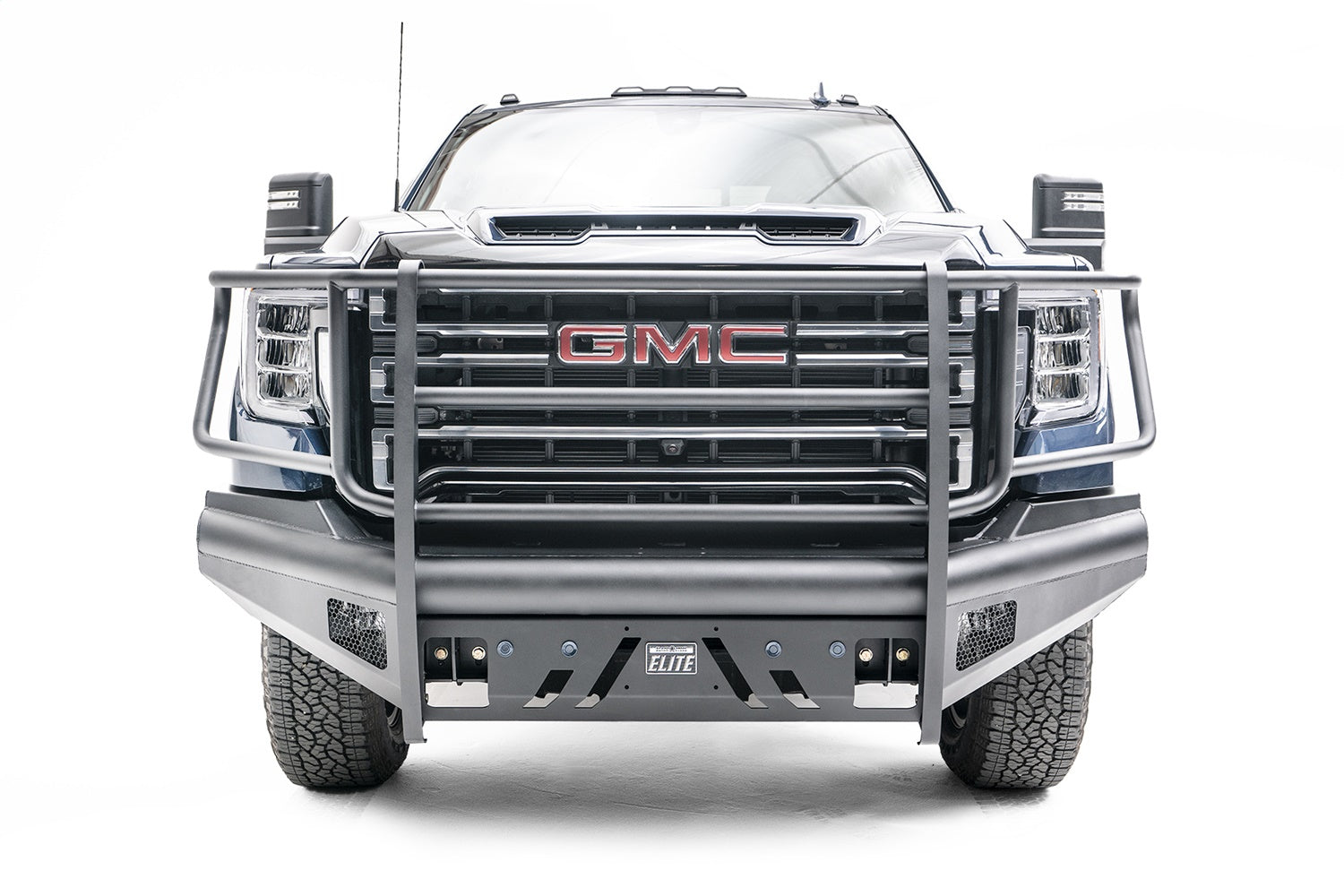 Fab Fours GM20-Q5060-1 Black Steel Front Bumper; w/Full Grill Guard; Fab Fours GM20-Q5060-1