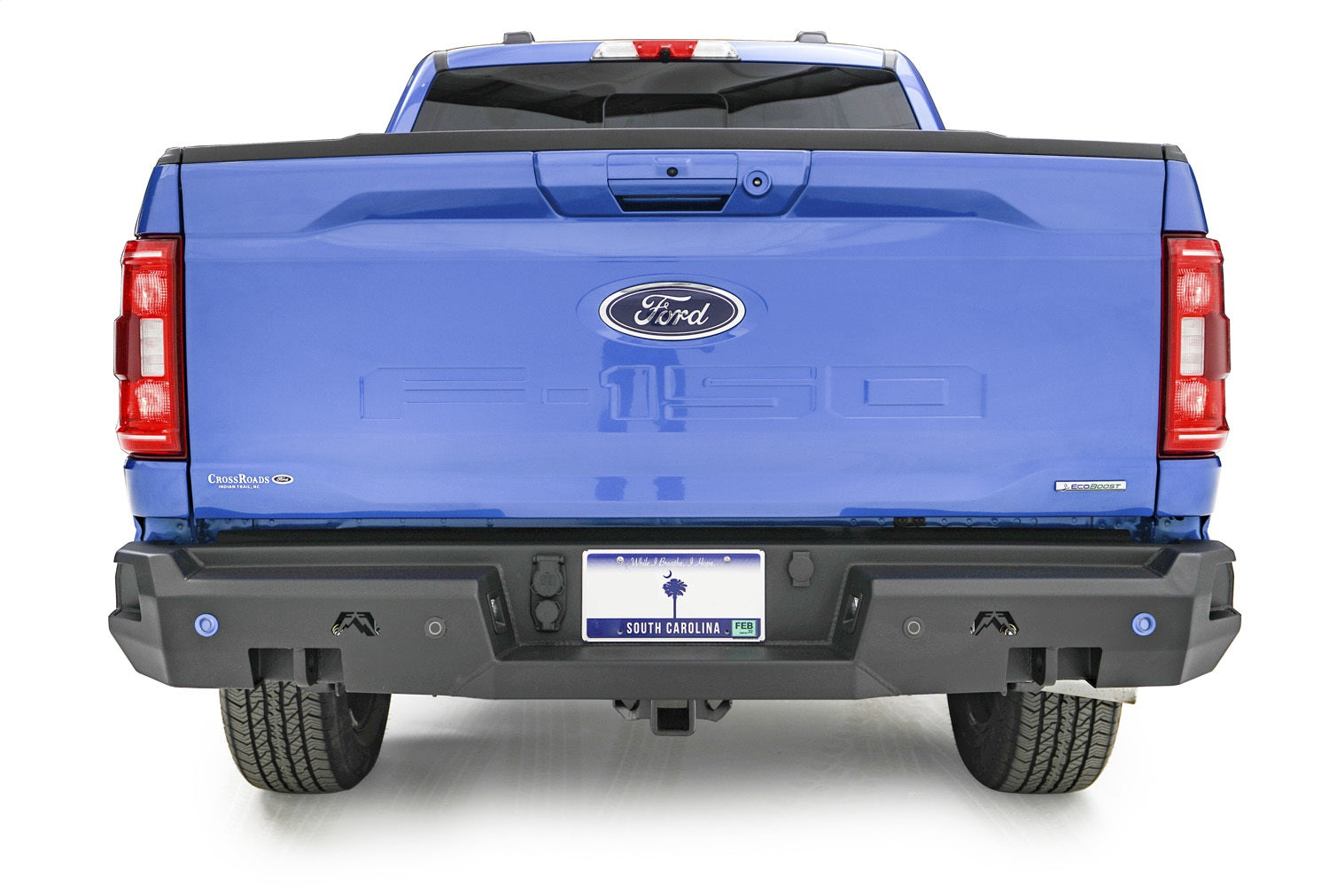 Fab Fours FF21-W5051-1 Premium Rear Bumper; 2 Stage Black Powder Coated; w/Pre-Drilled Sensor Holes; Fab Fours FF21-W5051-1