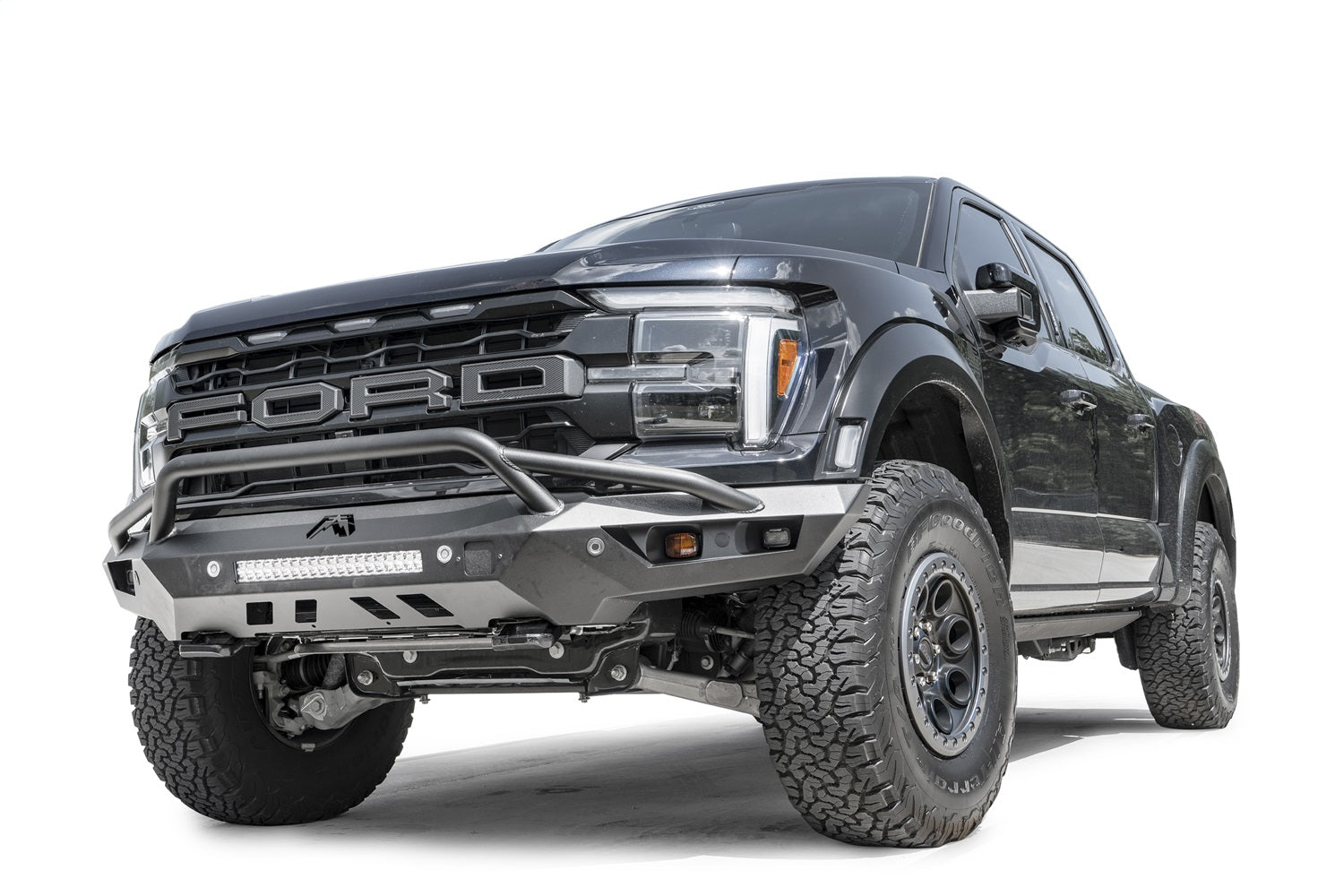 Fab Fours FR24-D6652-1 Vengeance Front Bumper; w/Pre Runner Guard: Plate Steel; Carbon Black; Fab Fours FR24-D6652-1