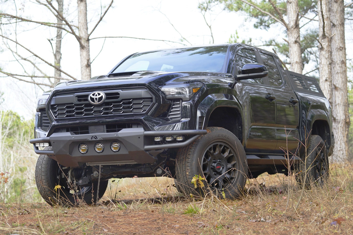 Fab Fours TB24-03-1 Hybrid Front Bumper; 2 Stage Matte Black Powder Coated; w/No Guard; Non-Winch; Fab Fours TB24-03-1