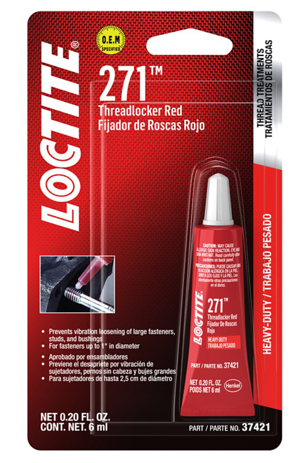 Loctite 487232 Threadlocker 271 HD Red 6ml/.20oz Loctite 487232