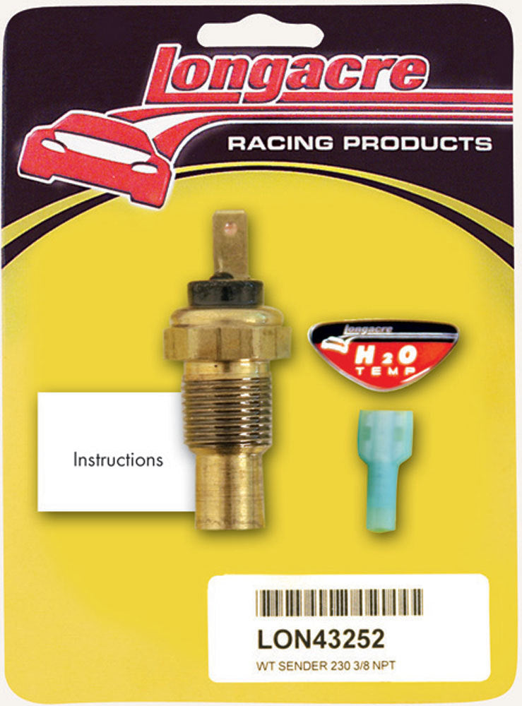 Longacre 52-43252 Water Temp Sender 3/8in. NPT 230 Deg Longacre 52-43252