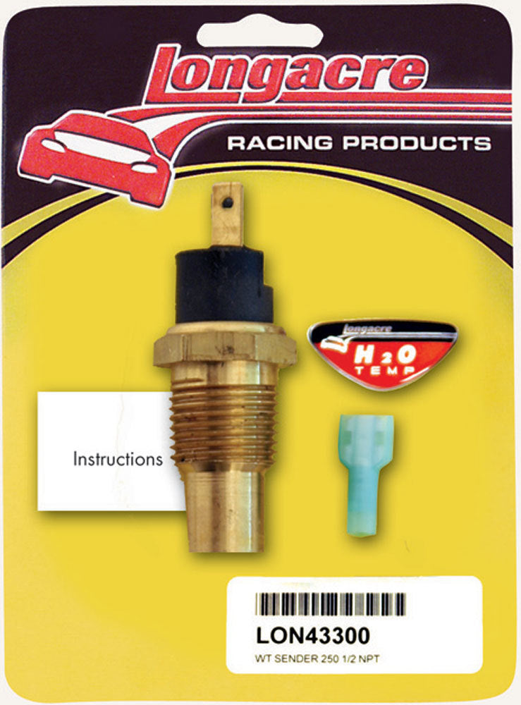 Longacre 52-43300 Water Temp Sender 1/2in. NPT 250 Deg Longacre 52-43300
