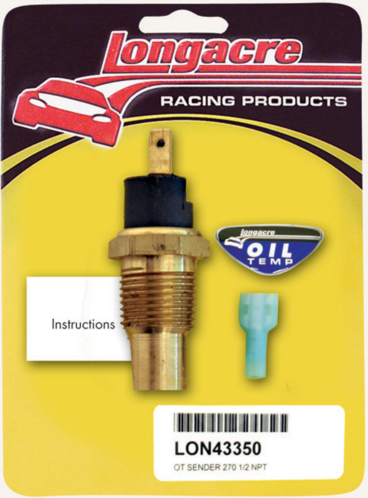 Longacre 52-43350 Oil Temp Sensor 1/2in. NPT 270 Deg Longacre 52-43350