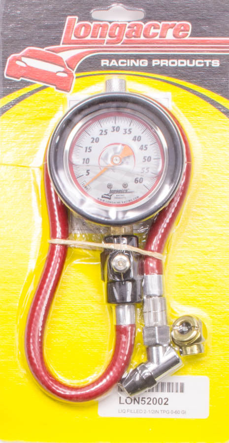 Longacre 52-52002 Tire Gauge 0-60PSI 2.5in GID Liquid Filled Longacre 52-52002