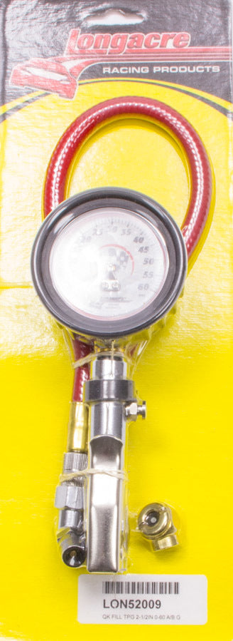Longacre 52-52009 Tire Gauge 0-60PSI 2.5in GID Quick Fill Deluxe Longacre 52-52009
