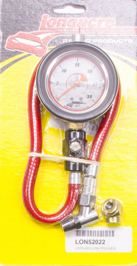 Longacre 52-52022 Tire Gauge 0-30PSI 2.5in GID Liquid Filled Longacre 52-52022