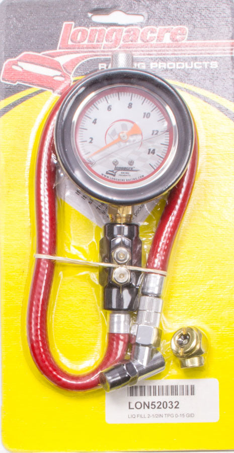 Longacre 52-52032 Tire Gauge 0-15PSI 2.5in GID Dual Bleed Longacre 52-52032