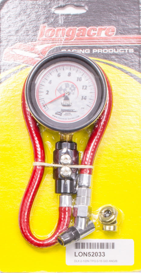 Longacre 52-52033 Tire Gauge 0-15PSI 2.5in GID Dual Bleed Deluxe Longacre 52-52033