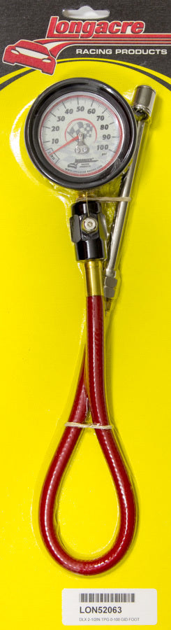 Longacre 52-52063 Tire Gauge 0-100PSI 2.5 in GID Deluxe Foot Valve Longacre 52-52063