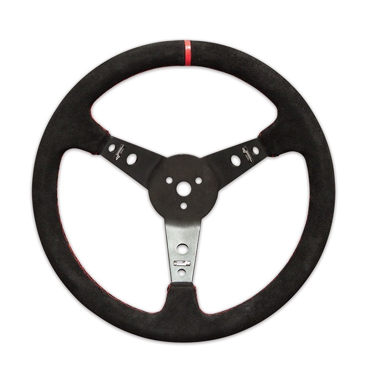 Longacre 52-56797 Steering Wheel 15in Dished Suede Blk Spokes Longacre 52-56797