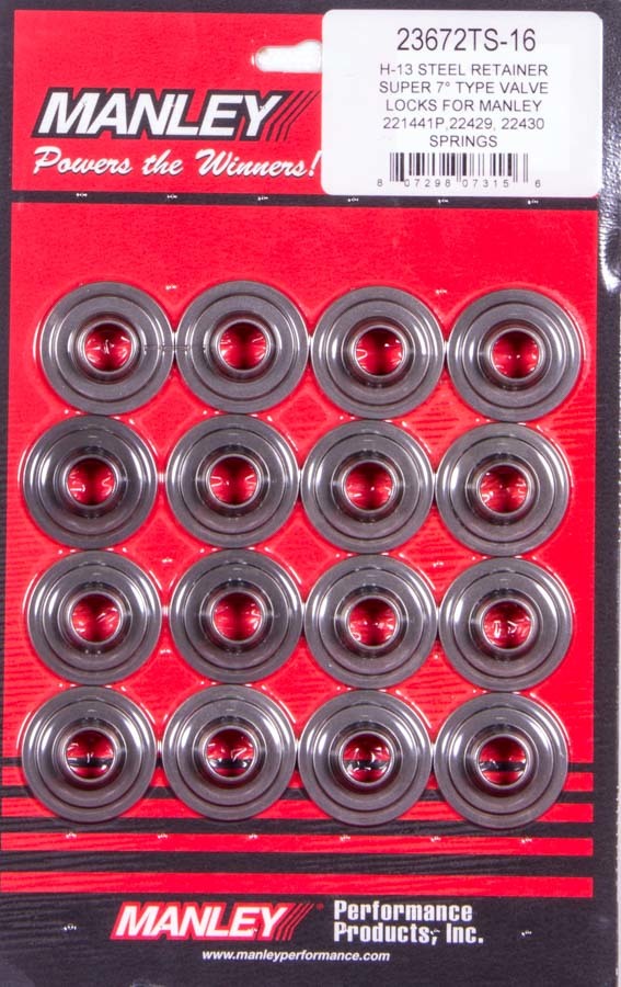 Manley 23672TS-16 Super 7 H-13 Lwt Valve Spring Retainers Manley 23672TS-16