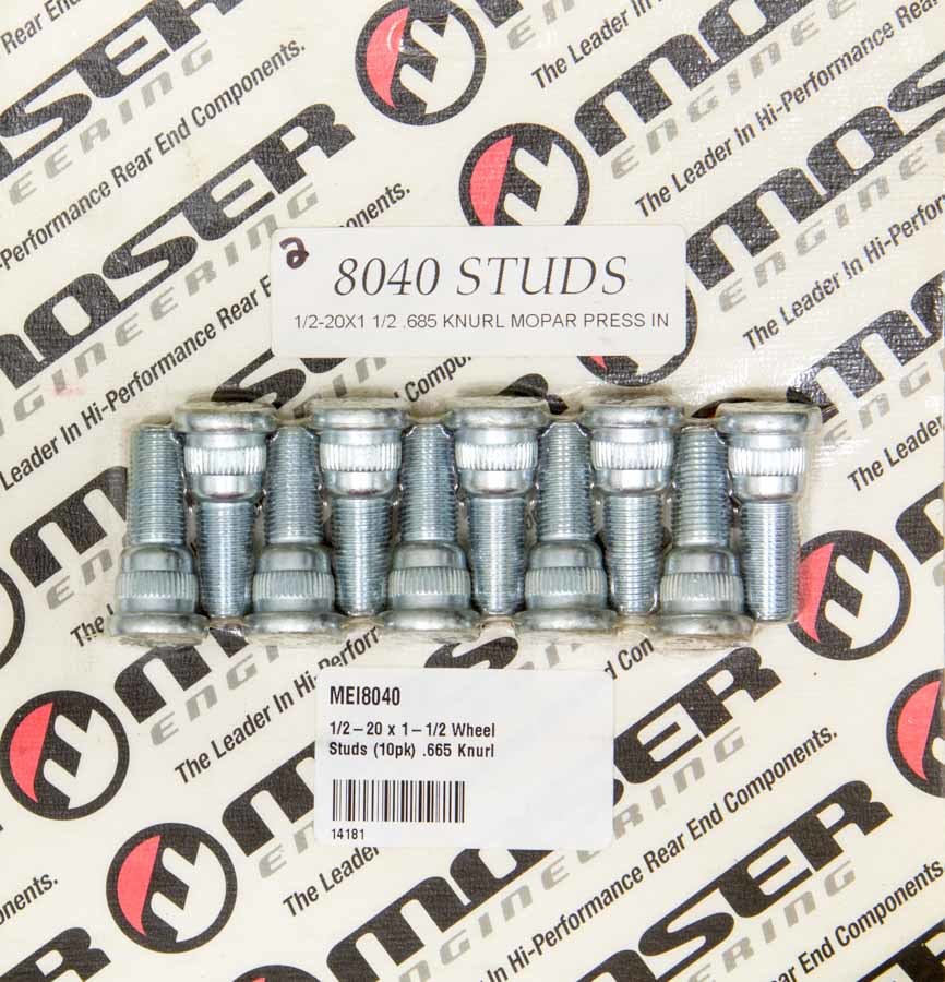 Moser Engineering 8040 1/2-20 x 1-1/2 Wheel Studs (10pk) .665 Knurl Moser Engineering 8040