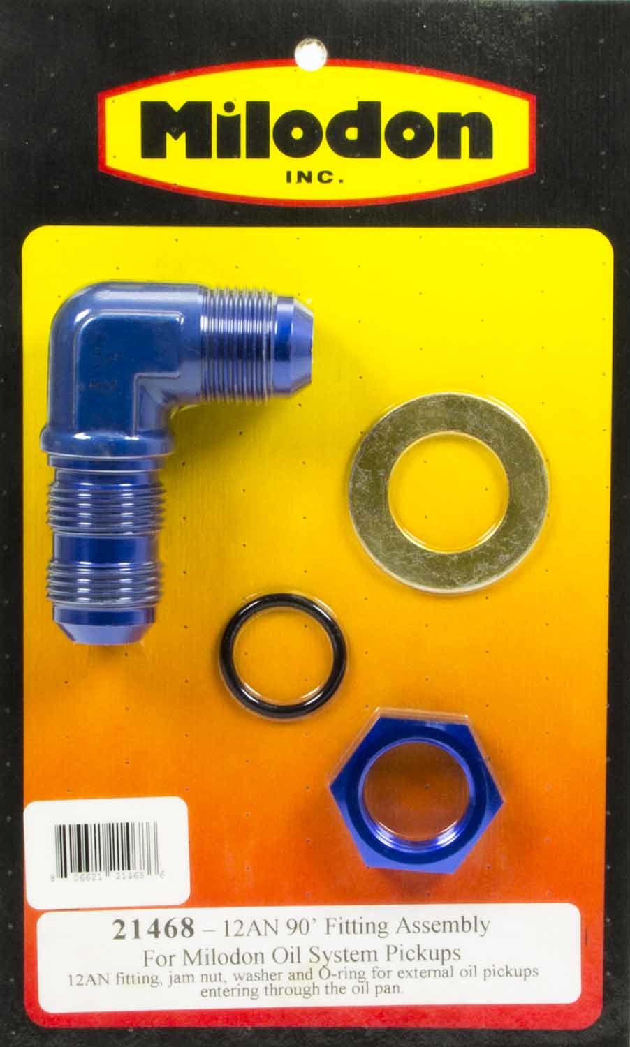 Milodon 21468 Oil Pick-Up Fitting Mopar 12an 90 Degree Milodon 21468