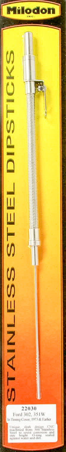 Milodon 22030 SBF S/S Engine Dipstick - Into Timing Cover Milodon 22030