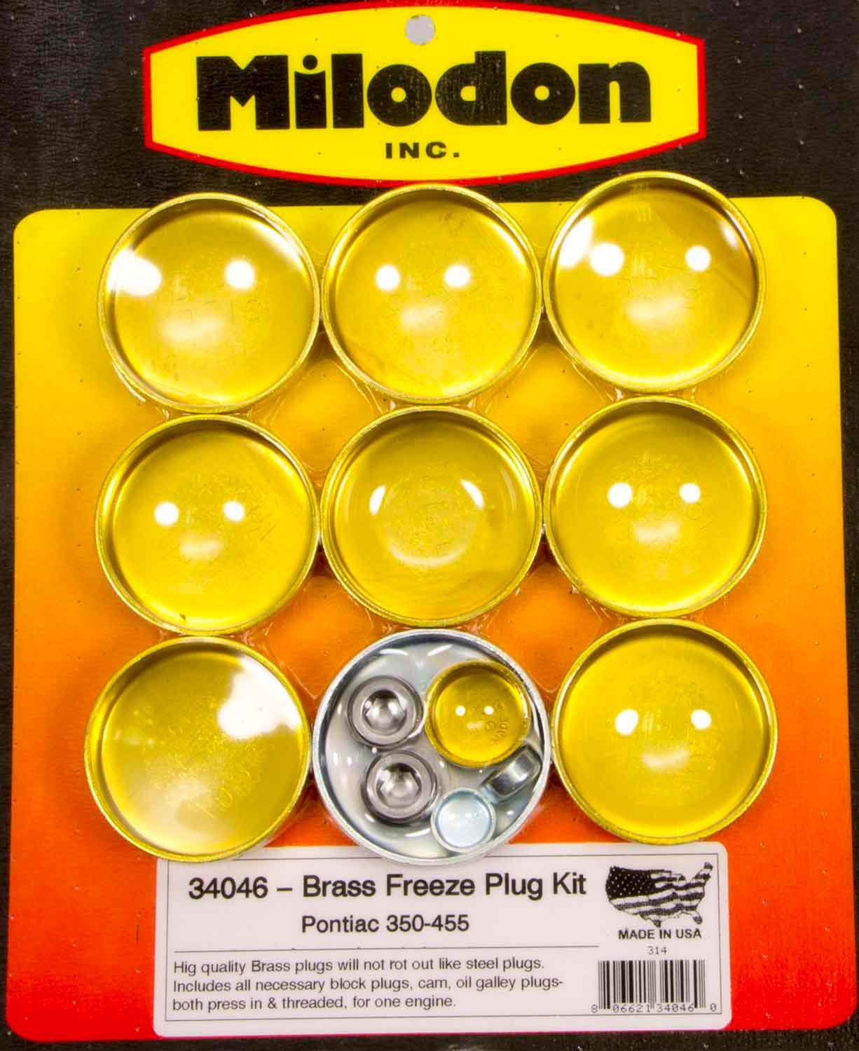 Milodon 34046 Pontiac V8 Brass Freeze Plug Kit Milodon 34046