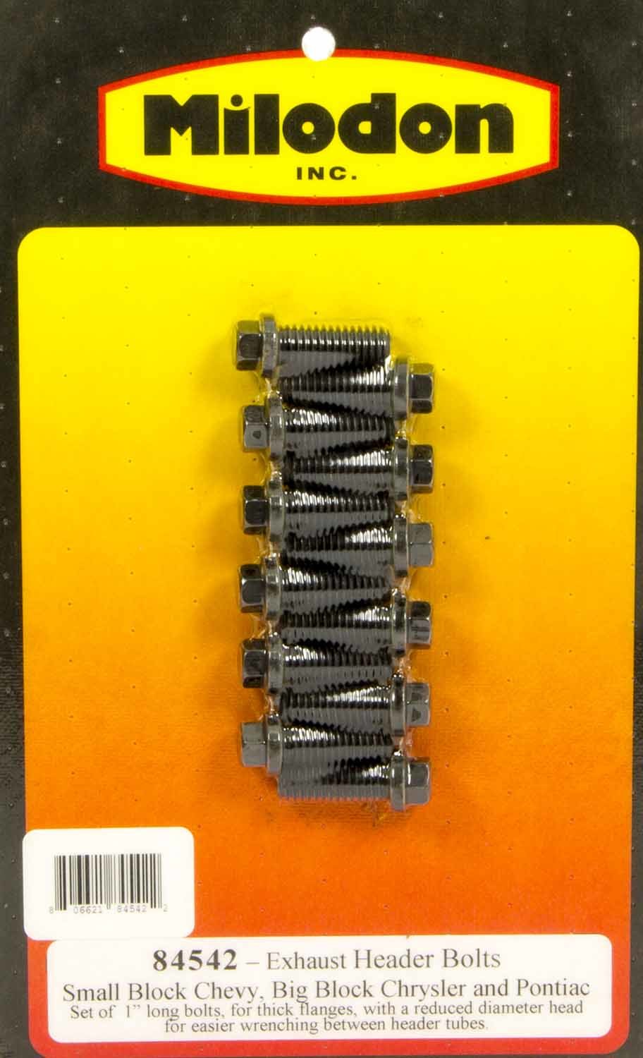 Milodon 84542 Header Bolt Kit - SBC 6pt. 3/8in x  1in Milodon 84542