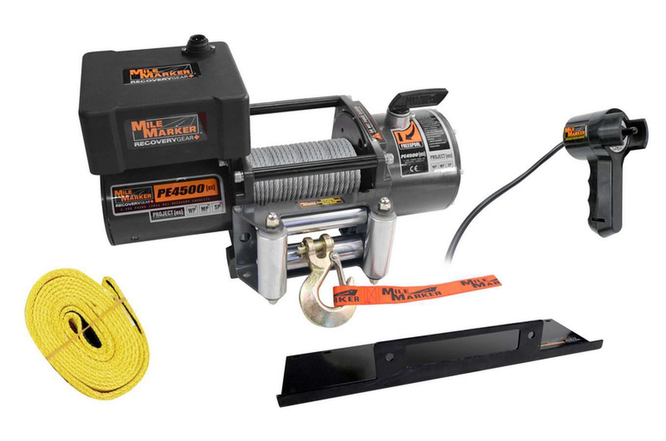 Mile Marker 76-50115BW 4500lb Winch w/Roller Fairlead 12' Remote Mile Marker 76-50115BW