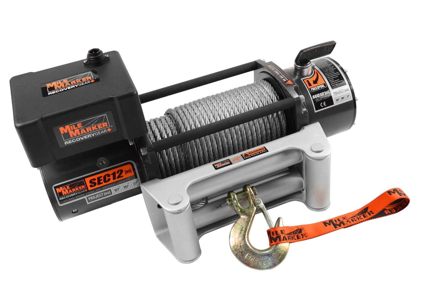 Mile Marker 76-50251BW 12000lb Winch w/Roller Fairlead & 12' Remote Mile Marker 76-50251BW